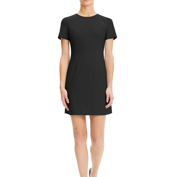Theory Dresses & Skirts - Theory Black Cotton Silk Short Sleeve Sheath Dress
